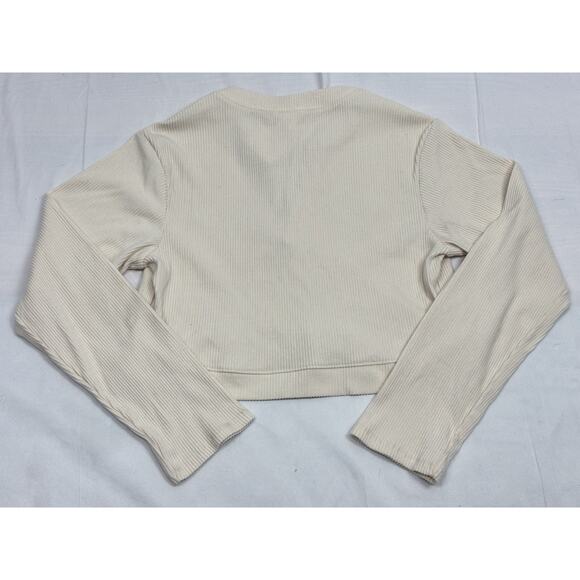 Ingrid & Isabel Maternity Cream Ribbed Henley Cropped XS Cottagecore Cozy - Picture 6 of 6